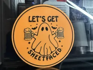 LET'S GET SHEET FACED HALLOWEEN COASTER