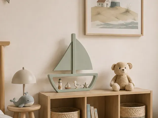 Sailboat Display Shelf – Nautical Kids Room Decor