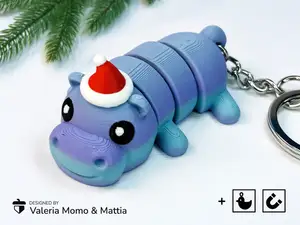 Cute Flexi Xmas Hippo (Toy, Keychain & Magnet)