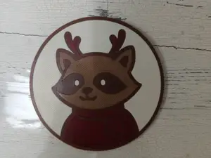 Christmas Coaster – Raccoon with Santa Hat