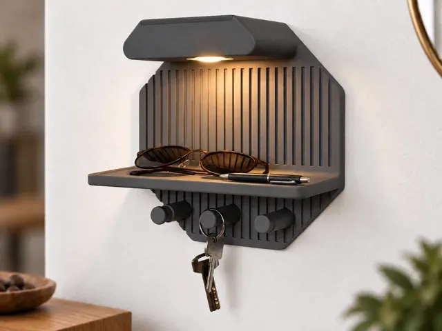 LED Entryway Organizer – Key Holder & Shelf