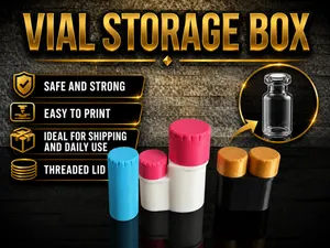 Vial storage box container threaded lid Peptide 