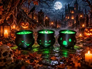 Spooky Witch Cauldron Tealight | Halloween Decor
