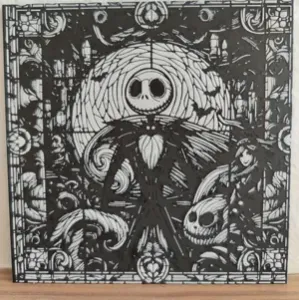 Skeleton jack stained glass window