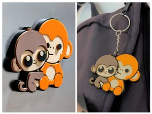 Cute Punch the Monkey Magnet & Keychain - Layered!