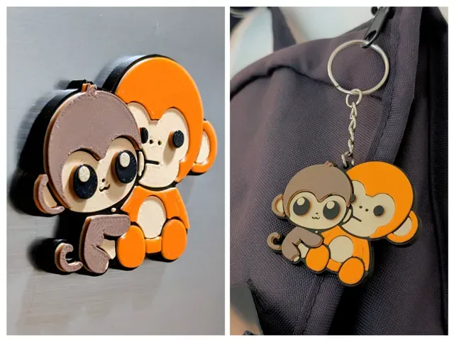 Cute Punch the Monkey Magnet & Keychain - Layered!