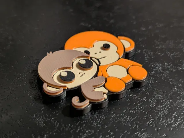 Cute Punch the Monkey Magnet & Keychain - Layered! — Фото 4 из 9