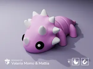 Cute Flexi Pets Triceratops (Keychain & Magnet)