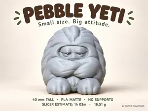 Pebble Yeti - Grumpy Desk Figurine