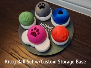 Cat Toy Ball Set with Customizable Storage Base