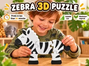 Zebra 3D Puzzle | Montessori Animal Toy |EasyPrint