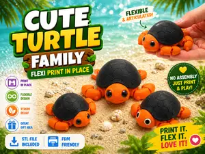 Cute Turtle Family | Flexi Print in Place