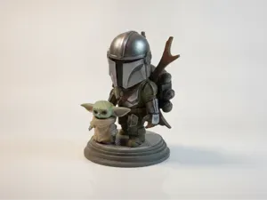 Chibi Mandalorian With Grogu From Star Wars Chibi