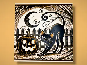 Moonlit Mischief - Black Cat 1 - Vintage Hueforge