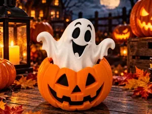 Ghost in a Pumpkin – Cute Halloween Figurine