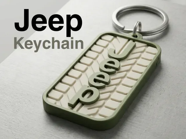 Jeep 3D Print Keychain Tire Texture Off-Road