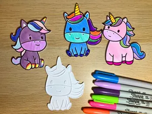 Cute Unicorns Coloring Set