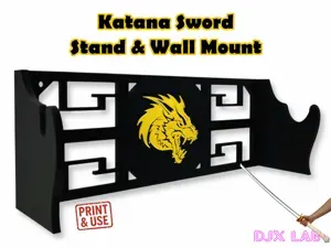 Katana Sword Stand Wall Mount Easy No Assembly