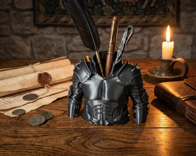 Knight’s Armor Pen Holder – Medieval Desk Guardian — Фото 2 из 9