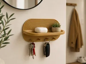 Modern Wall Key Holder Shelf | Entryway Organizer