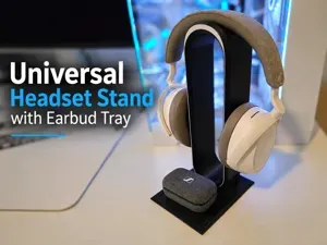 Universal Headset Stand with Earbud Tray