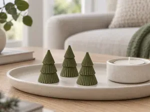Moderne Mini Weihnachtsbäume im Japandi-Stil