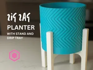 Zig Zag Planter with Stand and Drip Tray