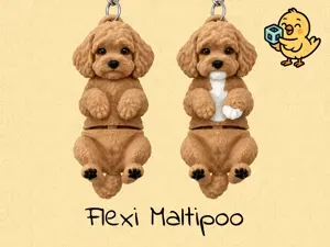 Cute Maltipoo Keychain – Articulated Flexi Toy Dog