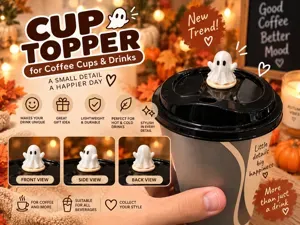 Cute Ghost Coffee & Drink Cup Lid Topper