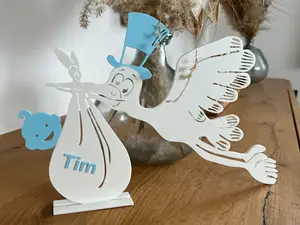 Storch zum Hinstellen oder für die Türe zur Geburt