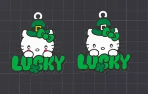 cute hello kitty st patrick's day edition keychain / necklace charm (free for commercial use)