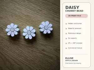Daisy Chunky Paracord Bead – Hidden Cord Hole