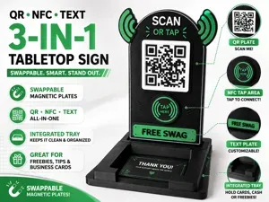 Customizable QR & NFC Sign w/ Built-in Tray