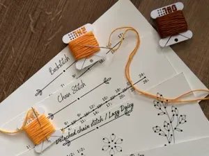 Customizable Grid-Stitch Floss Bobbins DMC Color
