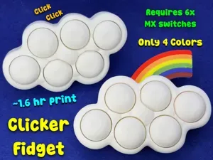 Cloud + Rainbow Clicker Fidget Toy (6x MX switch)