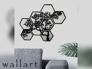 wallart hexagon tree 8-teilig