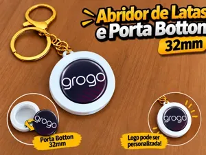 Chaveiro Abridor Latas Porta Botton 32mm 2 em 1