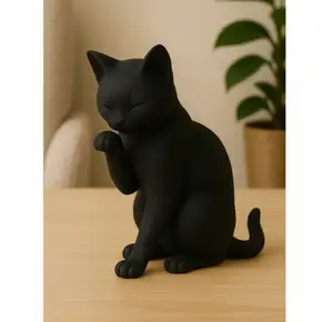Modern Black Cat Figurine Art