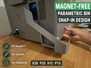 Bambu Lab Poop Chute – Magnet-Free Parametric Bin