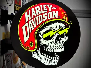 HARLEY-DAVIDSON RACING  ~ 2-Sided Round Lightbox