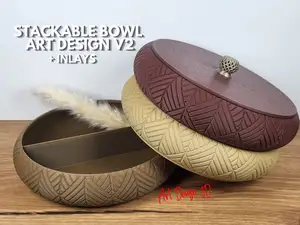 Stackable Bowl Tray - Art Design V2 +Inlays
