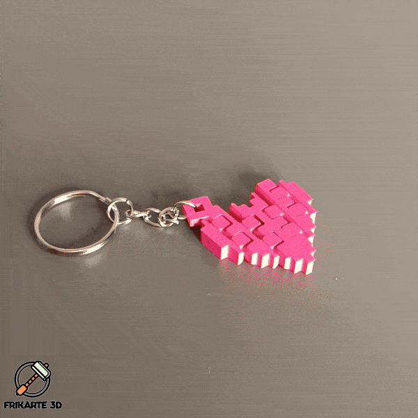 Articulated Pixel Heart Keychain
