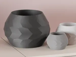 Modern Plant Pot. Stone look faceted planter
