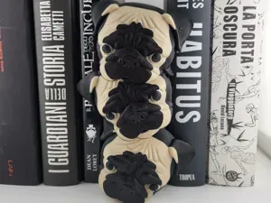 Three Pugs Book Nook Printed Bookend Insert No AMS