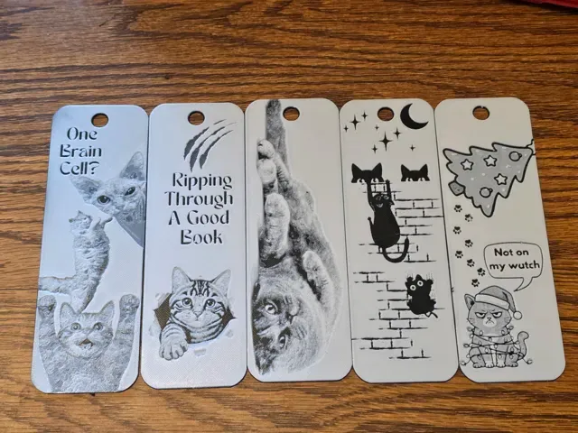 Cat Bookmarks Set of 5 Hueforge No AMS Black/White — Фото 3 из 4
