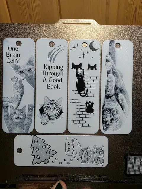 Cat Bookmarks Set of 5 Hueforge No AMS Black/White — Фото 2 из 4