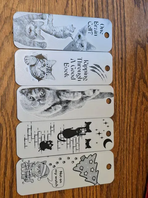 Cat Bookmarks Set of 5 Hueforge No AMS Black/White — Фото 4 из 4