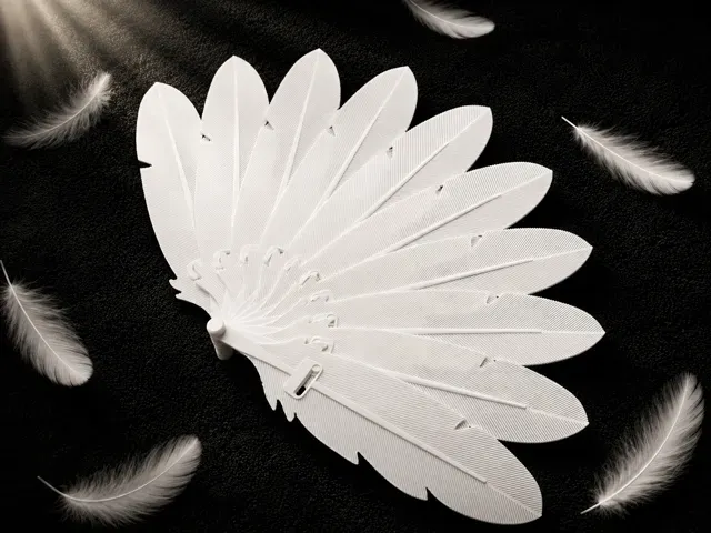 Realistic Feather Folding Fan