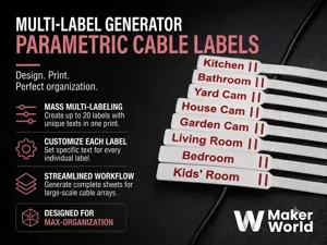 Parametric Multi Cable Tag / Cable Tie Muti Label