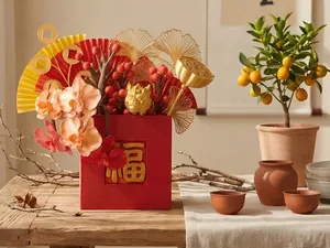锦绣年宵丨2026春节马年贺岁组装盆景年宵花摆件/ 桌面国潮春节祈福装饰